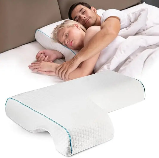 TraumNova® Kuschelkissen für Paare – Ergonomisches Seitenschläfer-Bettkissen mit Armstütze, Abnehmbarer Bezug, Anti-Druck